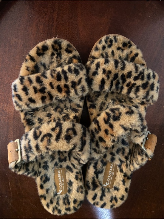 UGG Shoes - UGG Leopard Print faux fur Sandals - Tan, Black